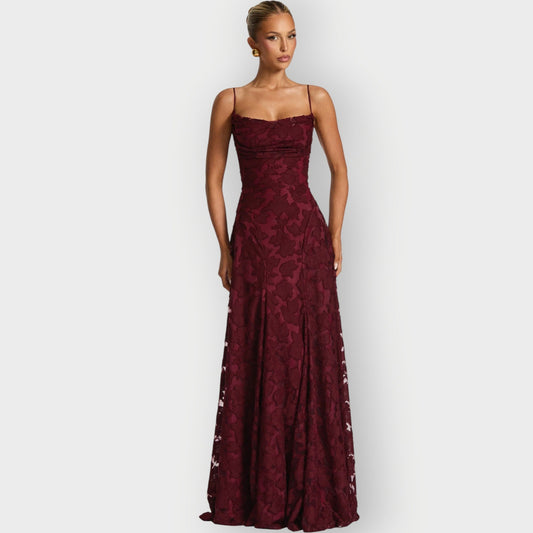 Elegant Strapless Velvet Evening Gown - Fashinoza