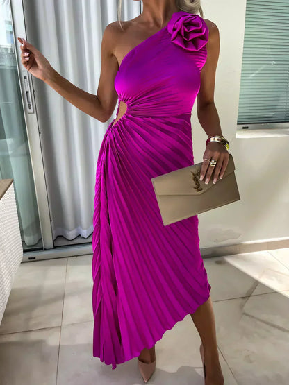 Women's Floral Cocktail Dress Flowy Draped