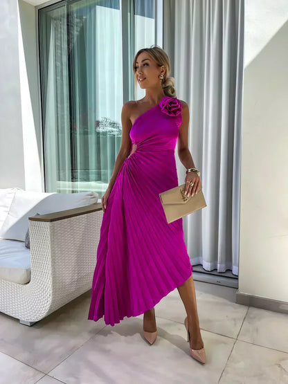 Women's Floral Cocktail Dress Flowy Draped