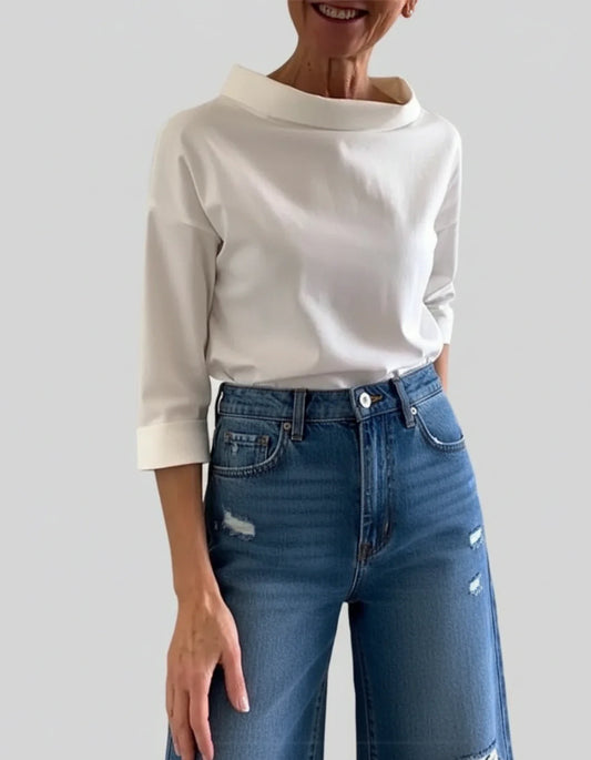 Women's Funnel Neck Blouse - Fashinoza
