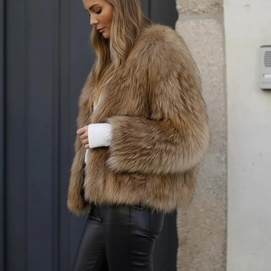 Women's Fur Short Jacket - Fashinoza