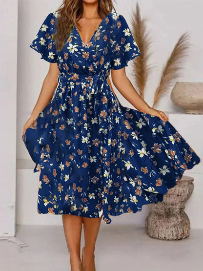 Gail Women's Floral Midi Wrap Dress - Fashinoza