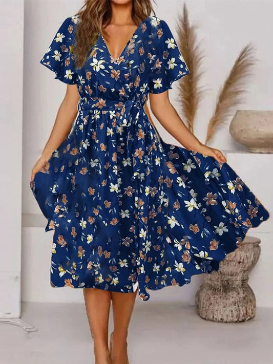 Gail Women's Floral Midi Wrap Dress - Fashinoza