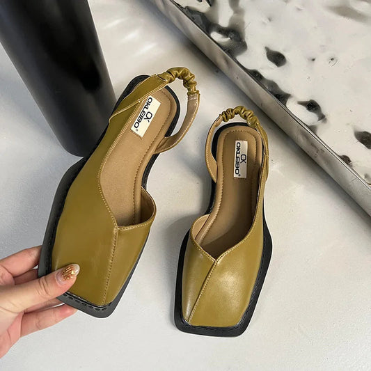 Gail Women's Square Toe Slingback Loafers - Fashinoza