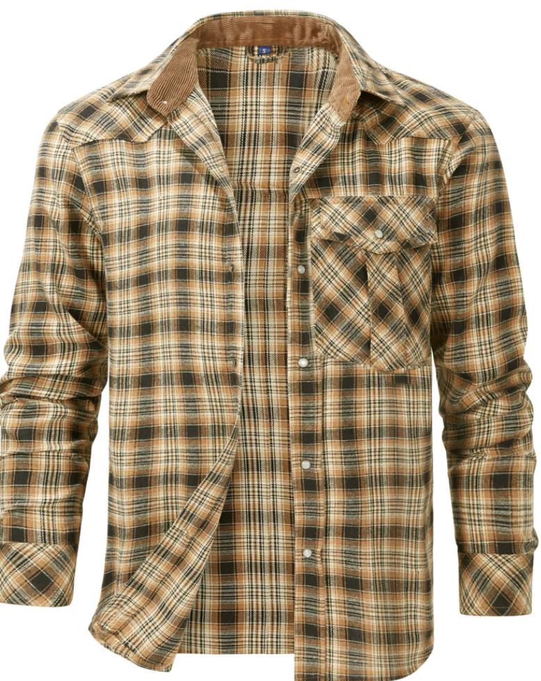 Men's Plaid Flannel Long Sleeve Shirt - Fashinoza