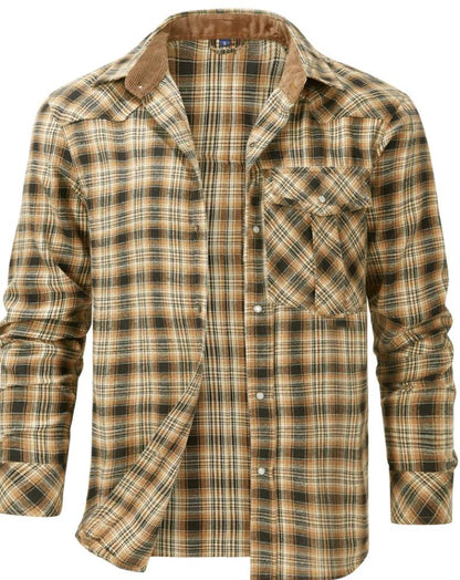 Men's Plaid Flannel Long Sleeve Shirt - Fashinoza