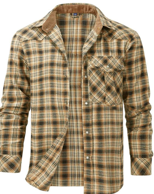 Men's Plaid Flannel Long Sleeve Shirt - Fashinoza
