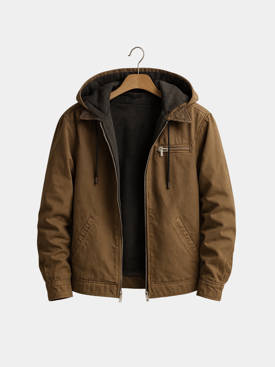 Men's Hooded Full Zip Casual Jacket - Fashinoza