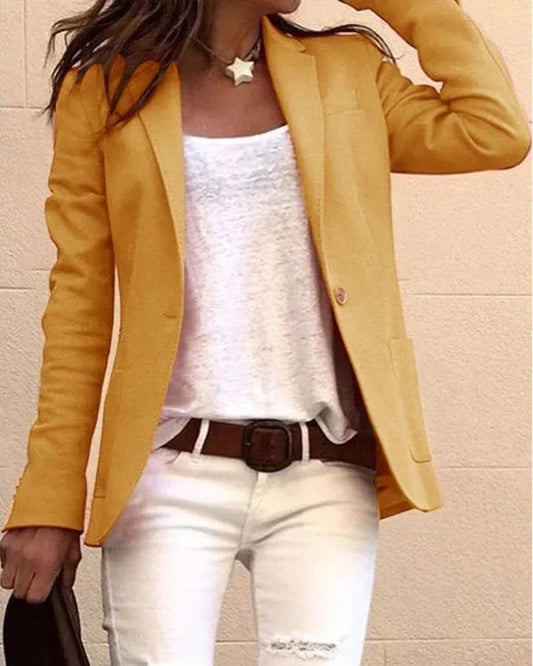 Women's Long Sleeve Blazer Button Front - Fashinoza