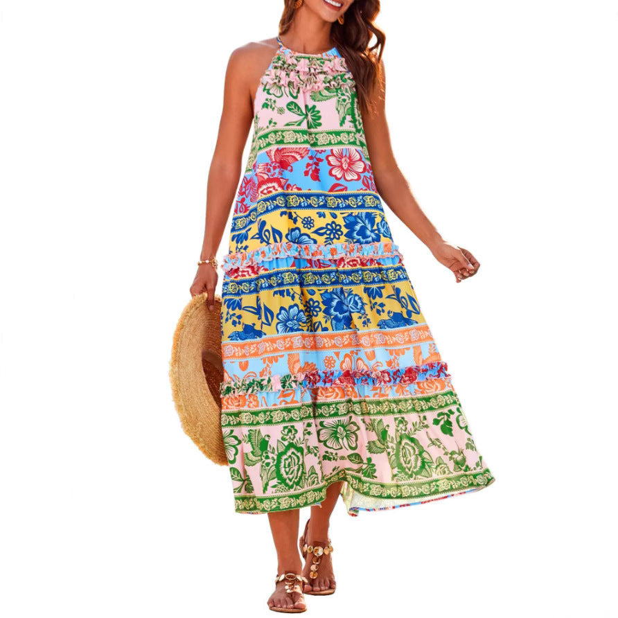 Women's Floral Maxi Dress Sleeveless - Fashinoza