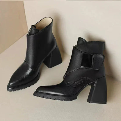 Women's Ankle Boots Square Toe Block Heel