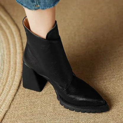 Women's Ankle Boots Square Toe Block Heel