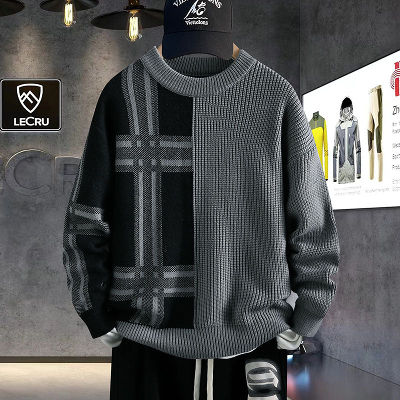 Modern Plaid Knit Sweater