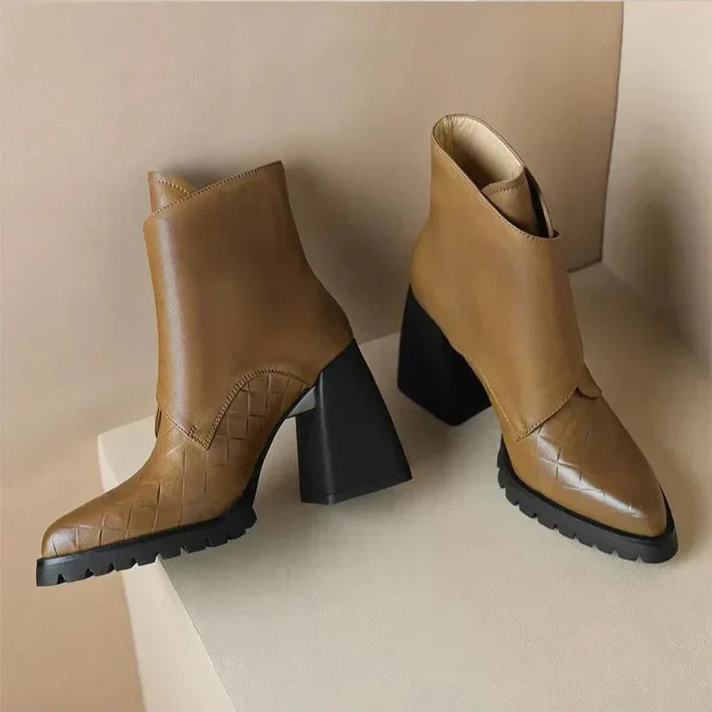 Women's Ankle Boots Square Toe Block Heel