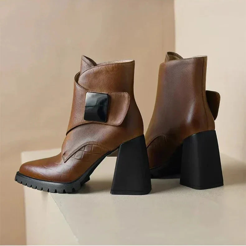 Women's Ankle Boots Square Toe Block Heel