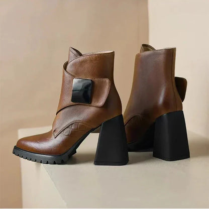 Women's Ankle Boots Square Toe Block Heel