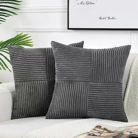 Corduroy Cushion Cover Soft Textured Beige - Fashinoza