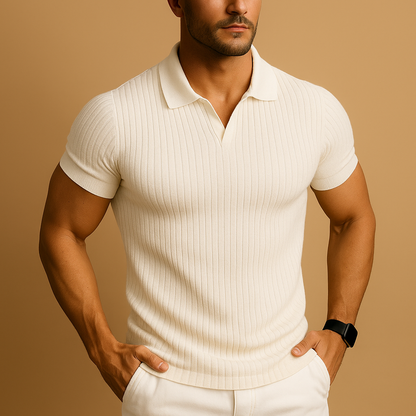 Men's Fitted Polo Short Sleeve V-Neck Shirt - 
Fashinoza