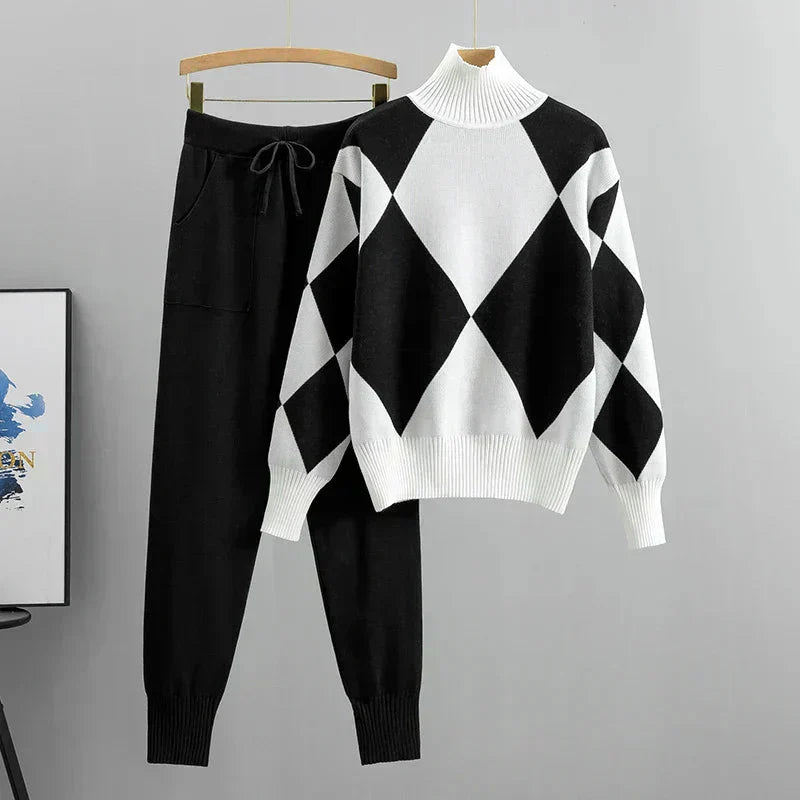 Women's Knit Sweater Set Turtleneck and Jogger Pants