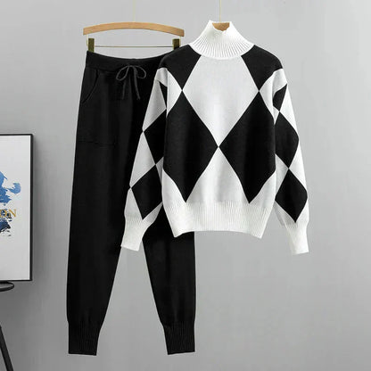 Women's Knit Sweater Set Turtleneck and Jogger Pants