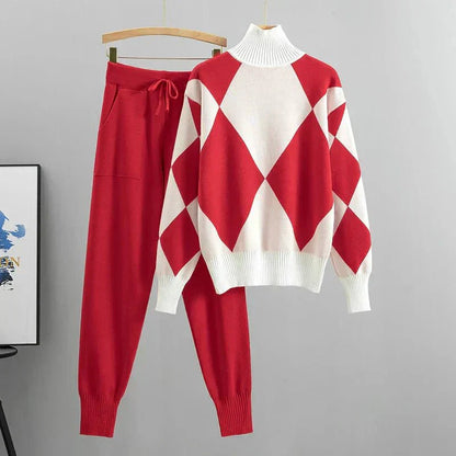 Women's Knit Sweater Set Turtleneck and Jogger Pants