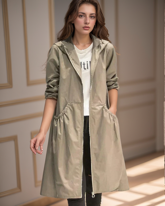 Gloria Women's Hooded Longline Jacket - Fashinoza