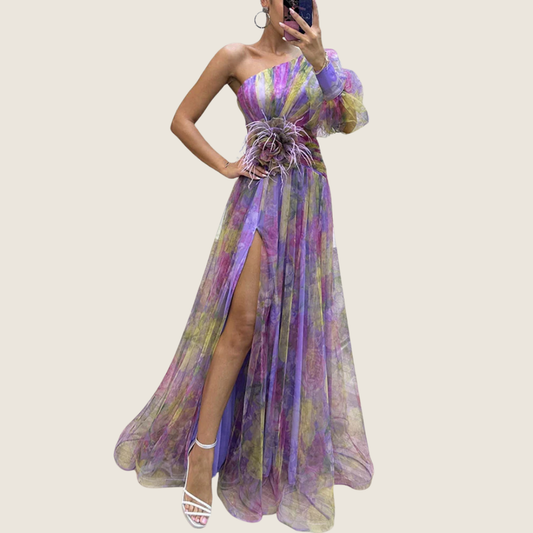 Gloria Women's One Shoulder Floral Maxi Dress - Fashinoza