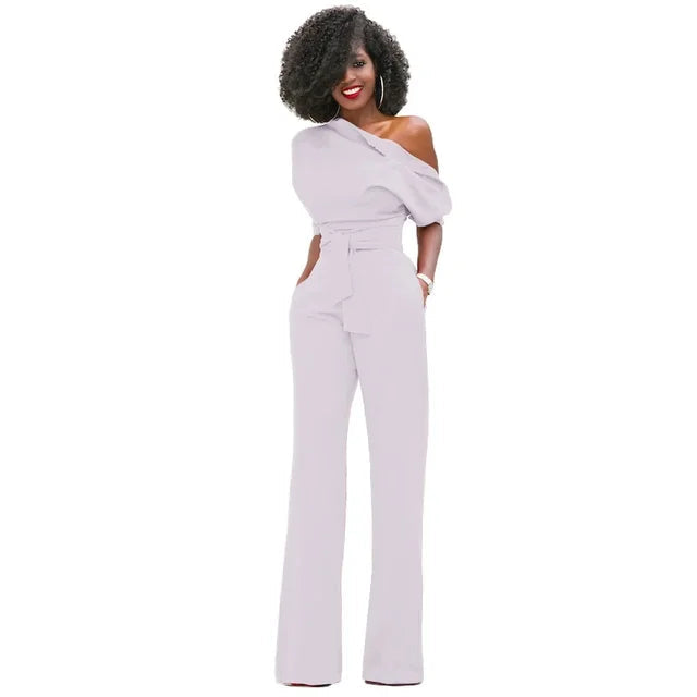 Women's One Shoulder Jumpsuit Belted