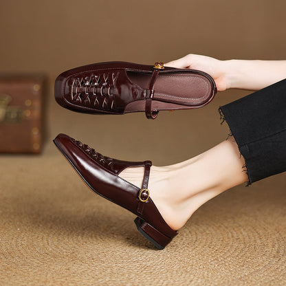 Women's Slip On Mules Mary Jane Flat Shoes - Fashinoza