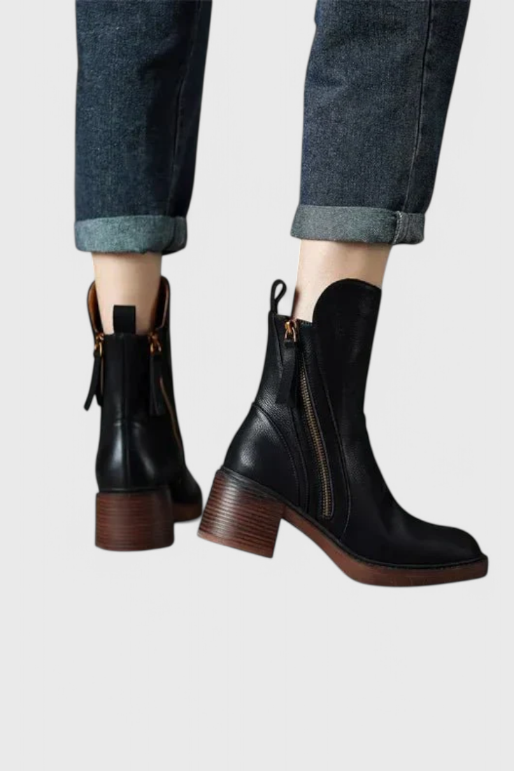 Women's Ankle Boots Sleek Black Leather