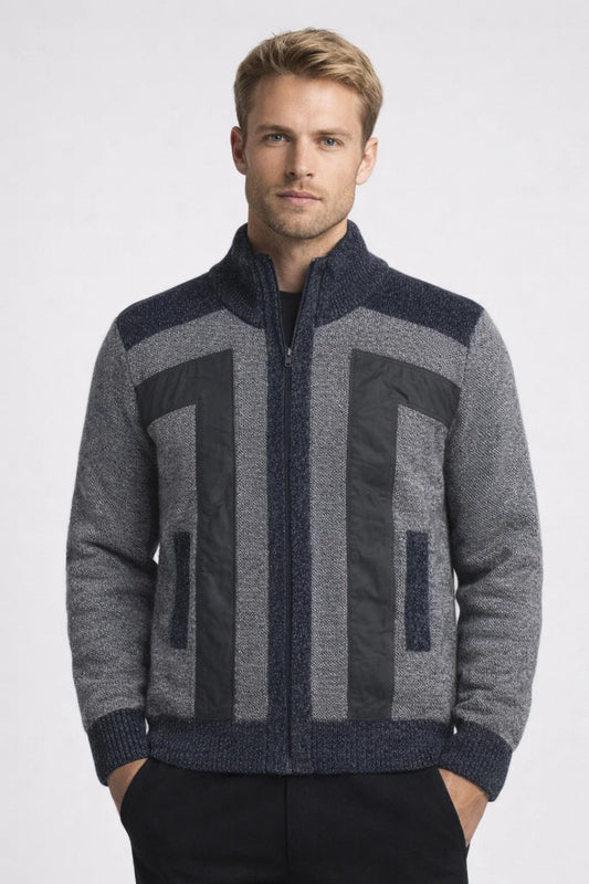 Men's Zip-Up Cardigan Sweater - Fashinoza