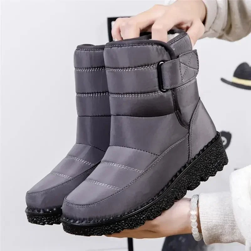 Women's Ankle Boots Leather Side Strap Winter Brown