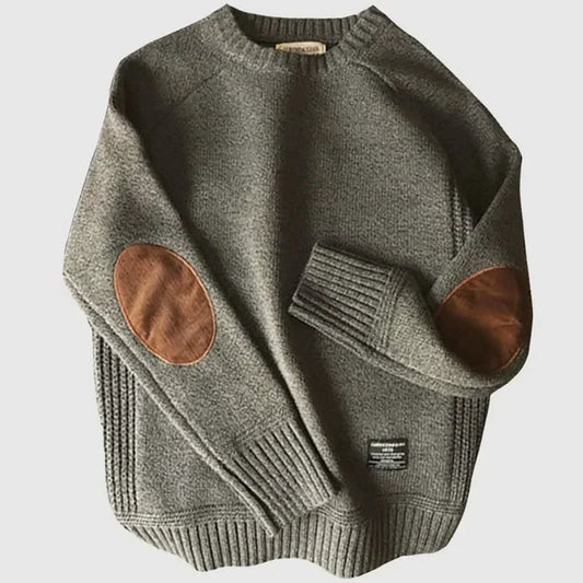 Ryan | Men Spring Elbow Patch Crewneck Sweater