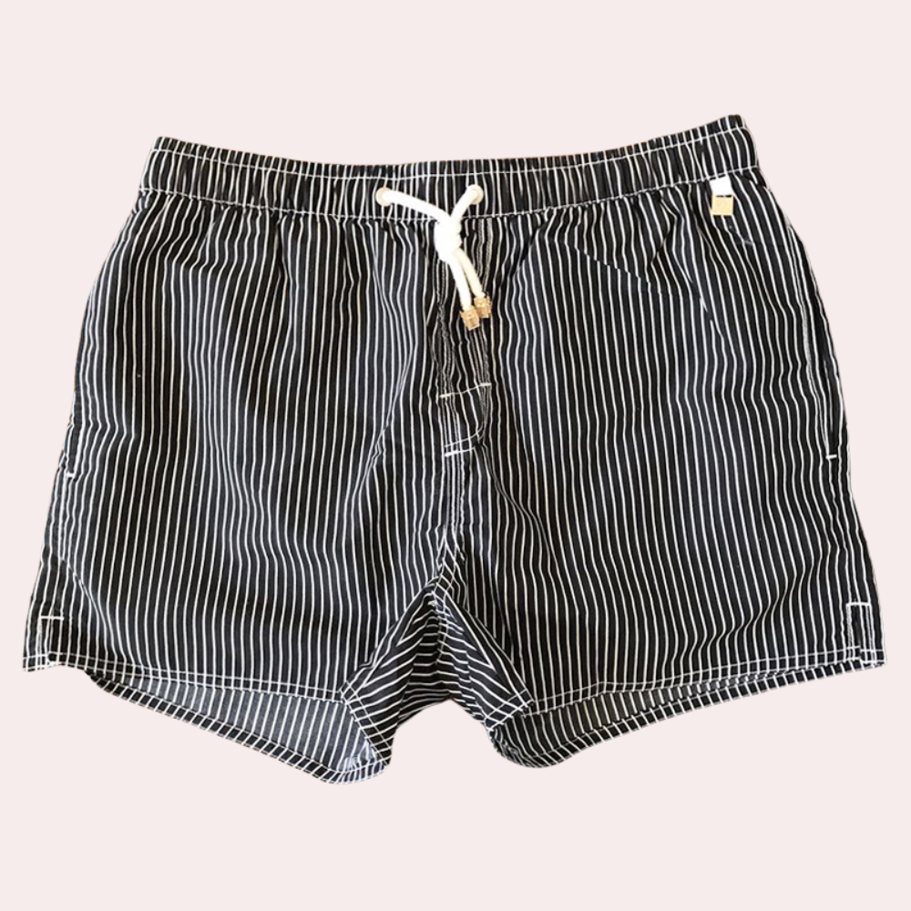 Men's Striped Drawstring Swim Shorts Gray - Fashinoza