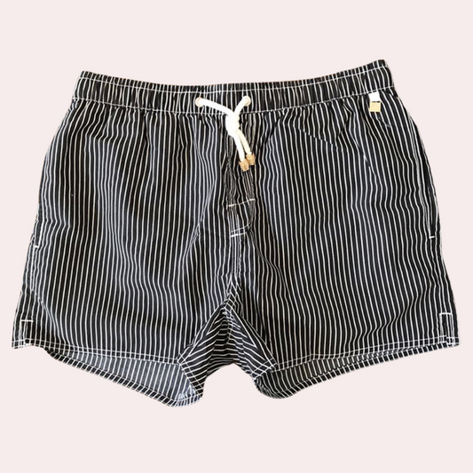 Men's Striped Drawstring Swim Shorts Gray - Fashinoza