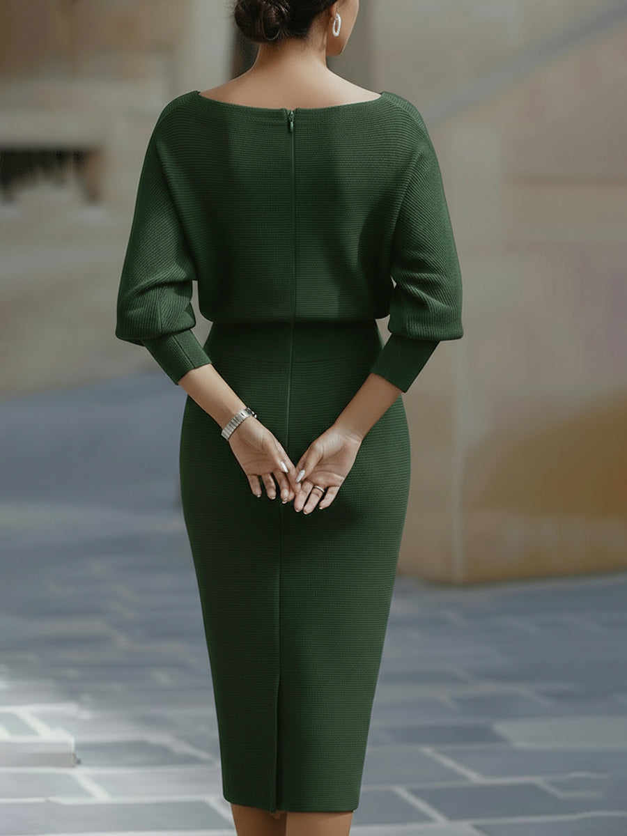 Draped Midi Knit Gown