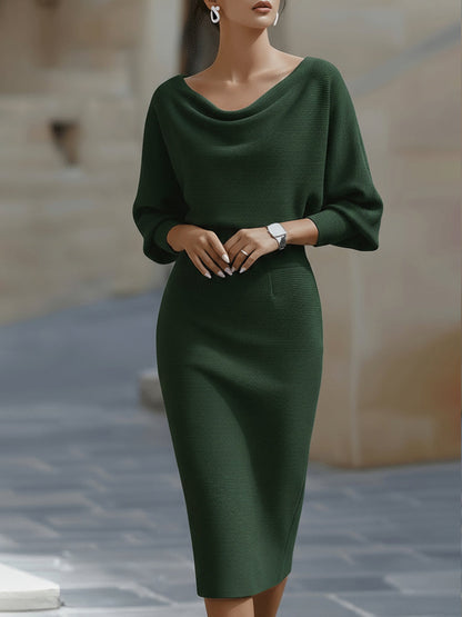 Draped Midi Knit Gown