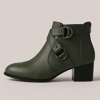 Women's Buckle Strap Block Heel Ankle Orthopedic Boots