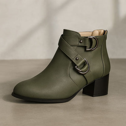 Women's Buckle Strap Block Heel Ankle Orthopedic Boots