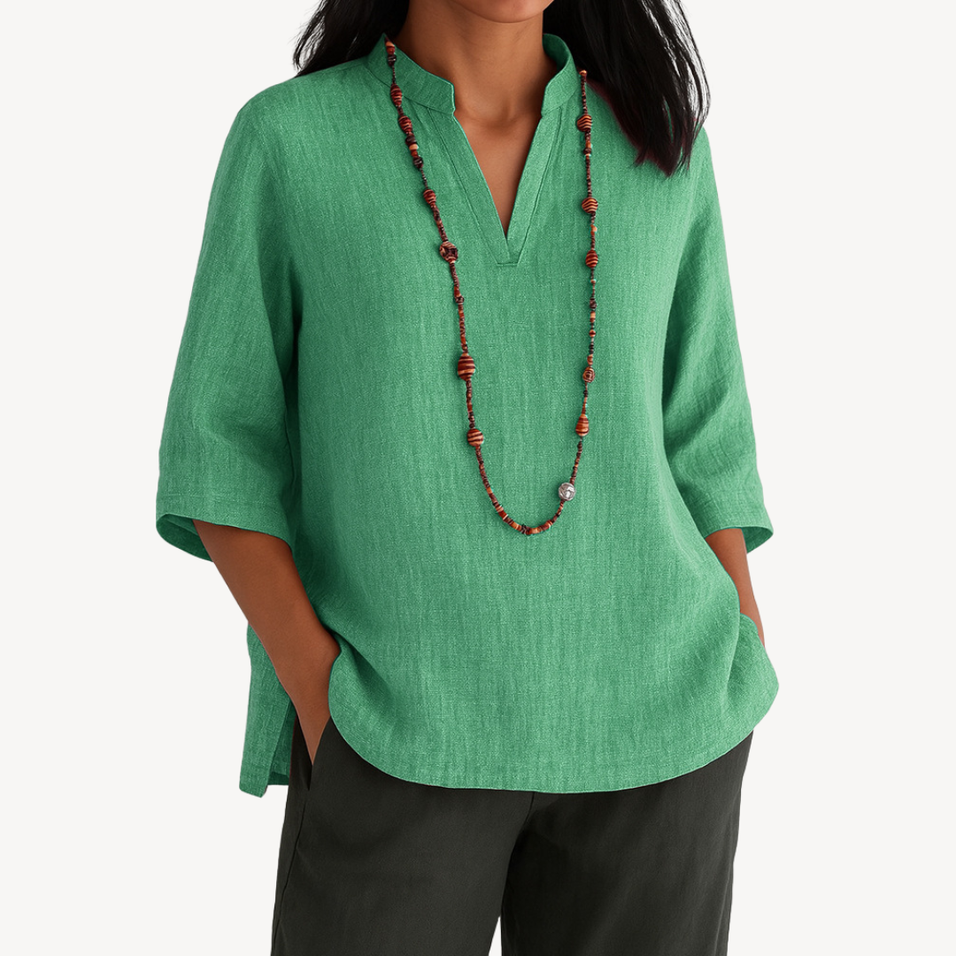 Grace | Women Spring Linen V Neck Blouse Top