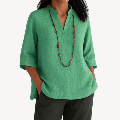 Grace | Women Spring Linen V Neck Blouse Top