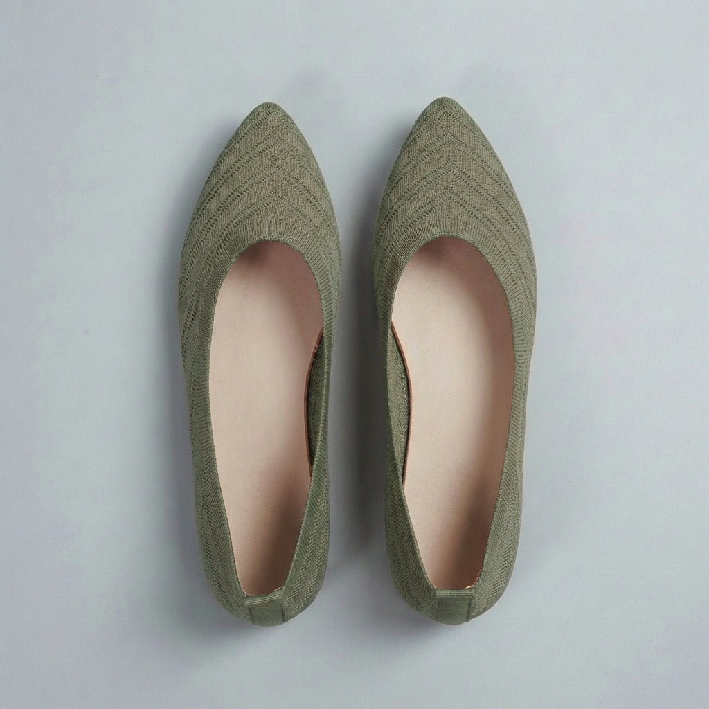 Women's Pointed Toe Slip-On Flats Textured Knit Black