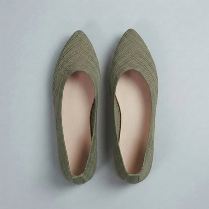 Women's Pointed Toe Slip-On Flats Textured Knit Black