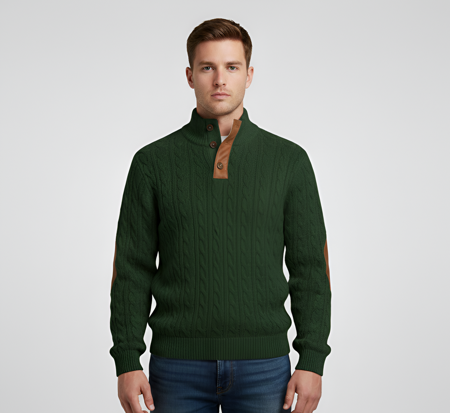 Men's Quilted Knit Sweater Half Zip Stand Collar