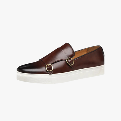 Men's Leather Monk Strap Loafers - Fashinoza