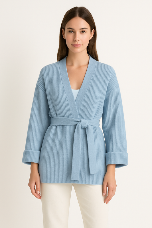 Women's Open Front Cardigan Ribbed Knit - Fashinoza