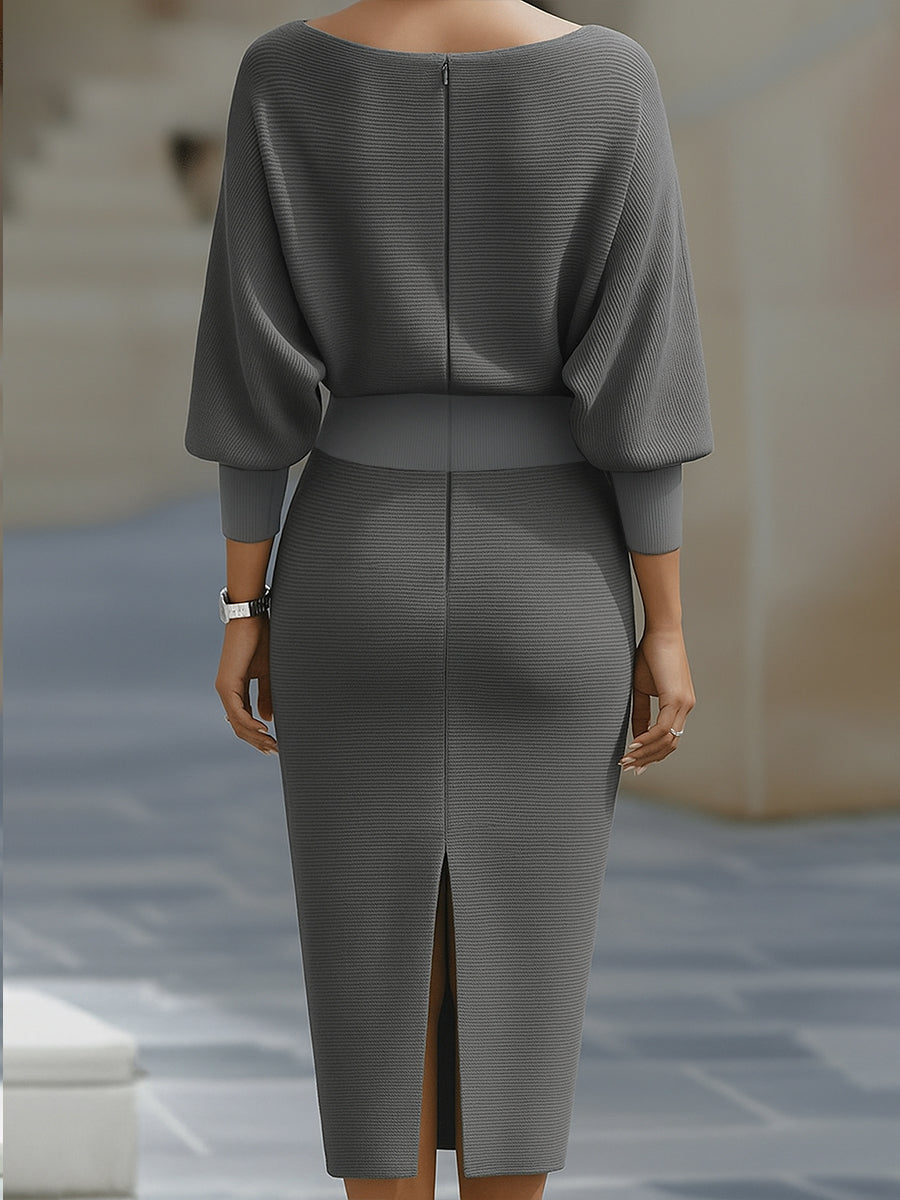 Draped Midi Knit Gown