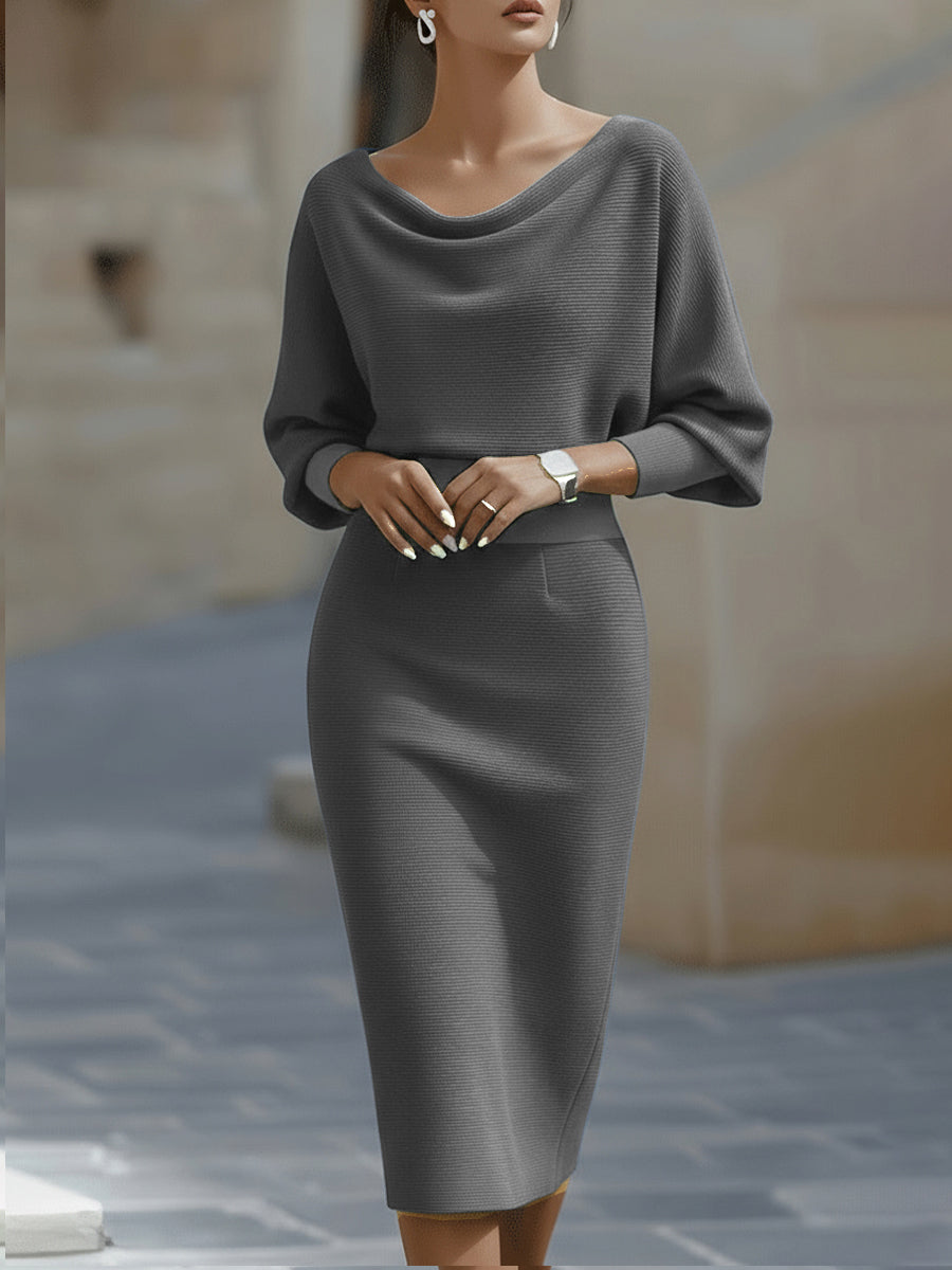 Draped Midi Knit Gown