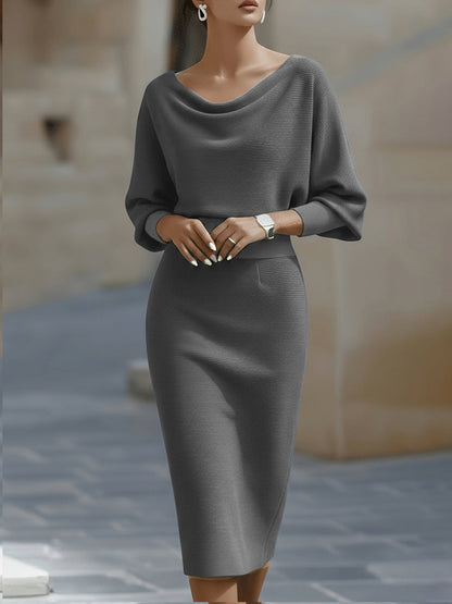 Draped Midi Knit Gown