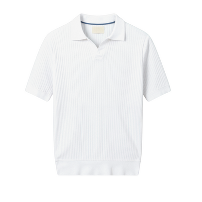 Men's Short Sleeve Polo Ribbed Cotton Shirt - Fashinoza
